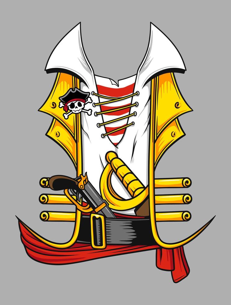 Piraten-Hemd-Kostüm-Anzug-Vektor-Cliparts vektor
