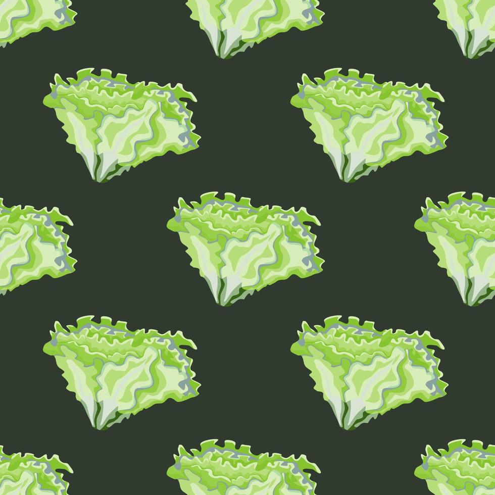 Nahtloses Muster Batavia-Salat auf dunkelgrauem Hintergrund. einfache Verzierung mit Salat. vektor