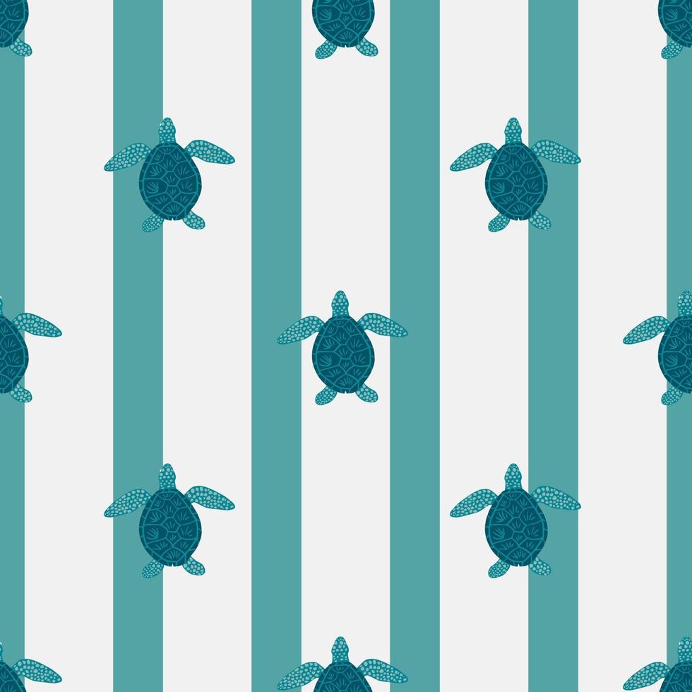 sömlösa mönster havssköldpaddor. söt marin sköldpadda i doodle stil. vektor