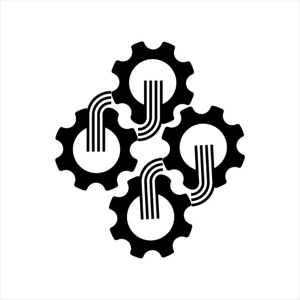 Zahnradsymbol für Geschäftsmechanismus und Einstellungsvektorillustration vektor