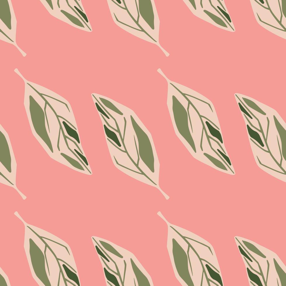 sömlösa ömt mönster med pastelltoner kontur bladformer. rosa ljus bakgrund. natur bakgrund. vektor