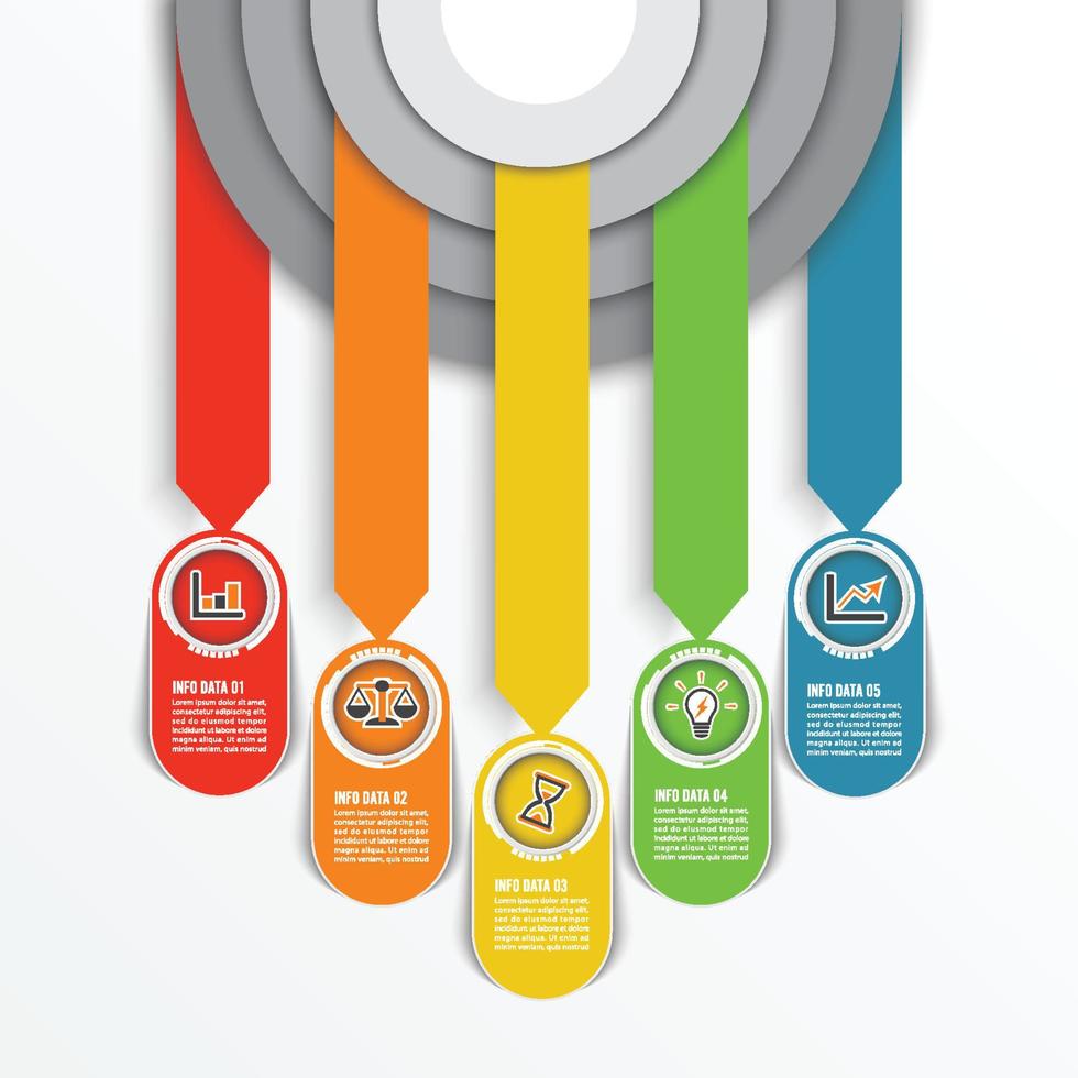 cirkel infographic mall fem alternativ, process eller steg för affärspresentation vektor