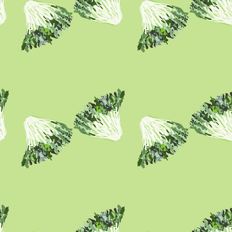 Nahtlose Muster Frisee-Salat auf hellgrünem Hintergrund. abstraktes Ornament mit Salat. vektor