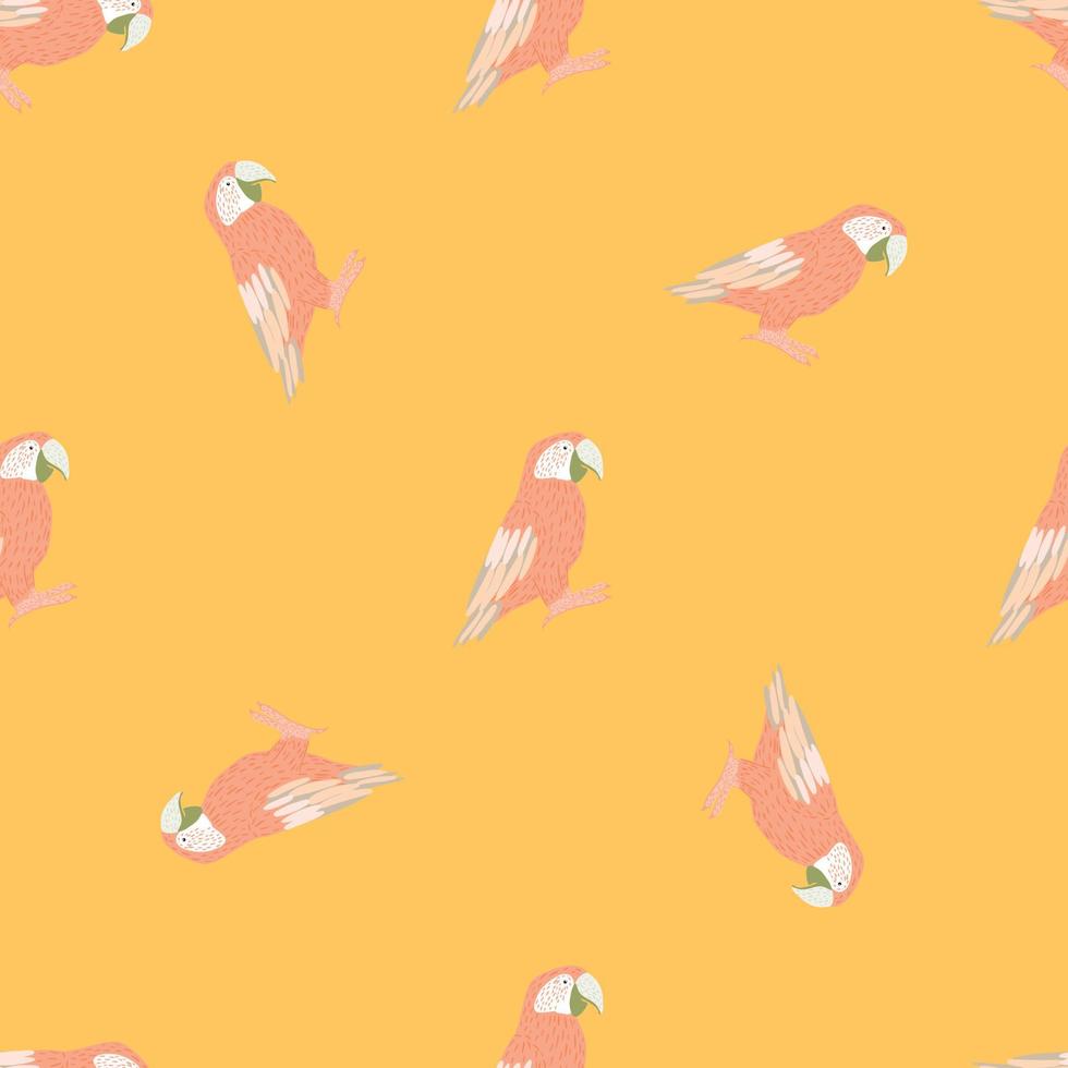 dschungel nahtloses muster mit pastellrosa ara-papageiensilhouetten. orangefarbener Hintergrund. minimalistischer Stil. vektor