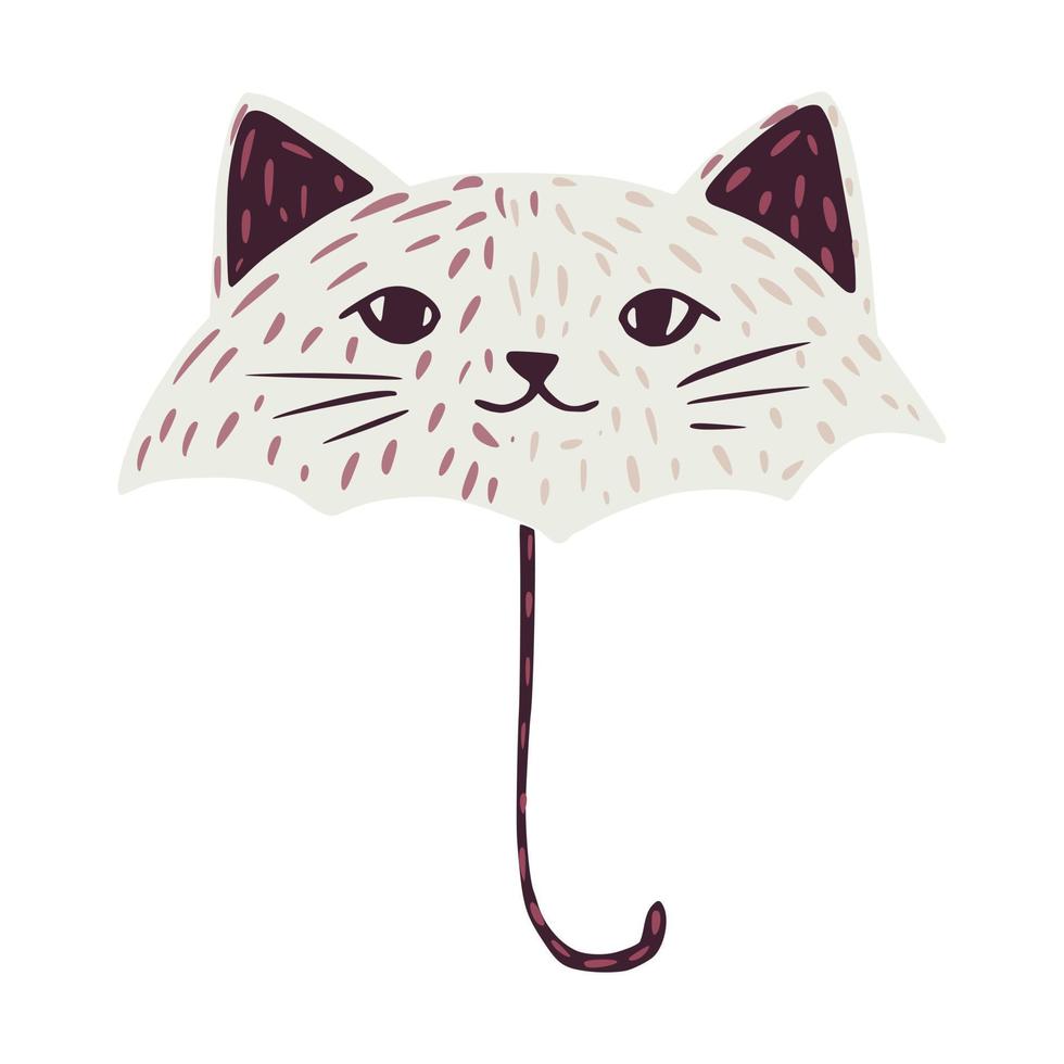 paraplyer ser ut som katt på vit bakgrund. abstrakt paraply grå färg i doodle. vektor