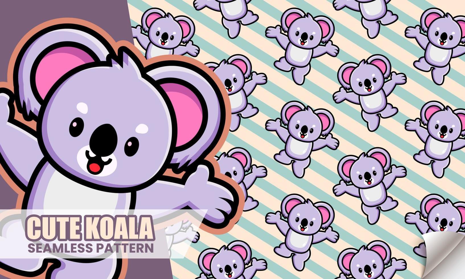 söt koala tecknad hoppning seamless mönster vektor
