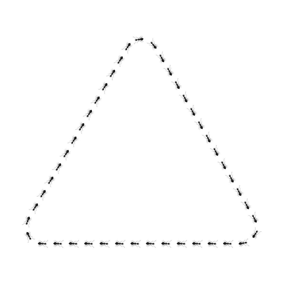 Dreieck Ameisen isoliert auf weißem Hintergrund. vektorinsektencharakter im flachen stil für buchillustration. vektor