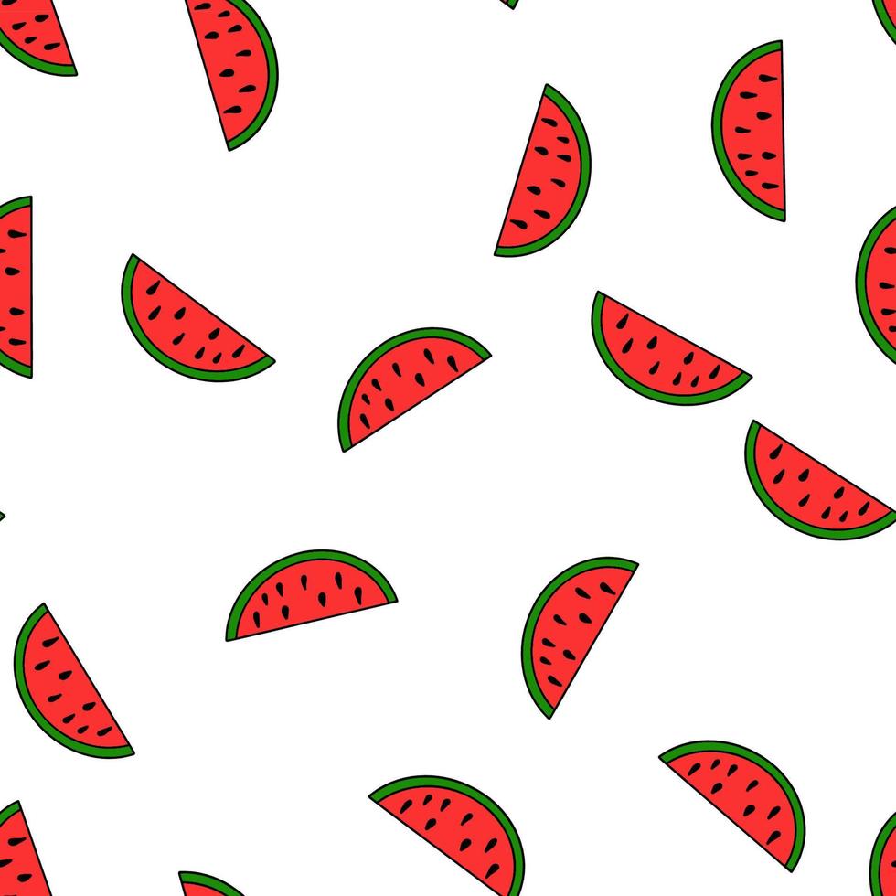 nahtloses Muster mit Wassermelonenscheiben. Kritzeleien. handgezeichnete Zeichnung. Kindertextilien. sommer print.white background.vector vektor