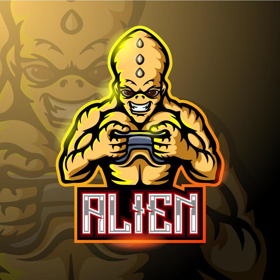 Alien-Maskottchen-Esport-Logo-Design vektor