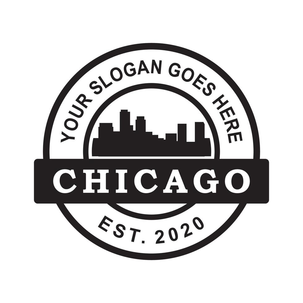 chicago skyline silhuett vektor, Amerika logotyp vektor