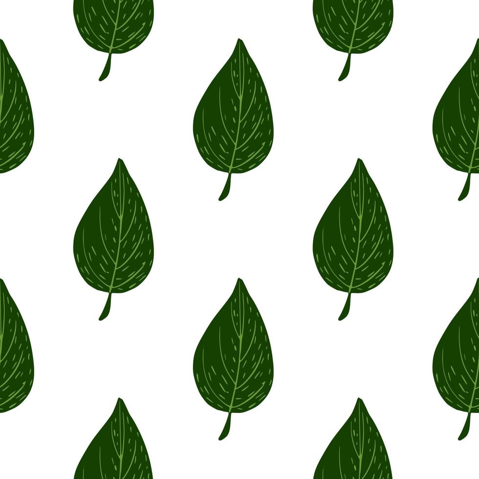 isolerade botaniska tryck med gröna blad seamless mönster. vit bakgrund. natur bakgrund. vektor