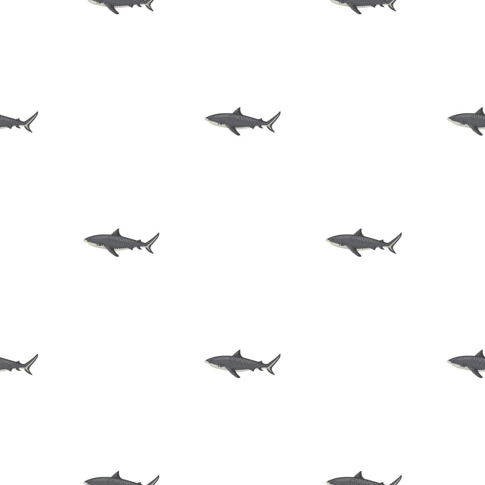 Nahtlose Muster Tigerhai isoliert auf weißem Hintergrund. grau texturiert von Meeresfischen für jeden Zweck. vektor