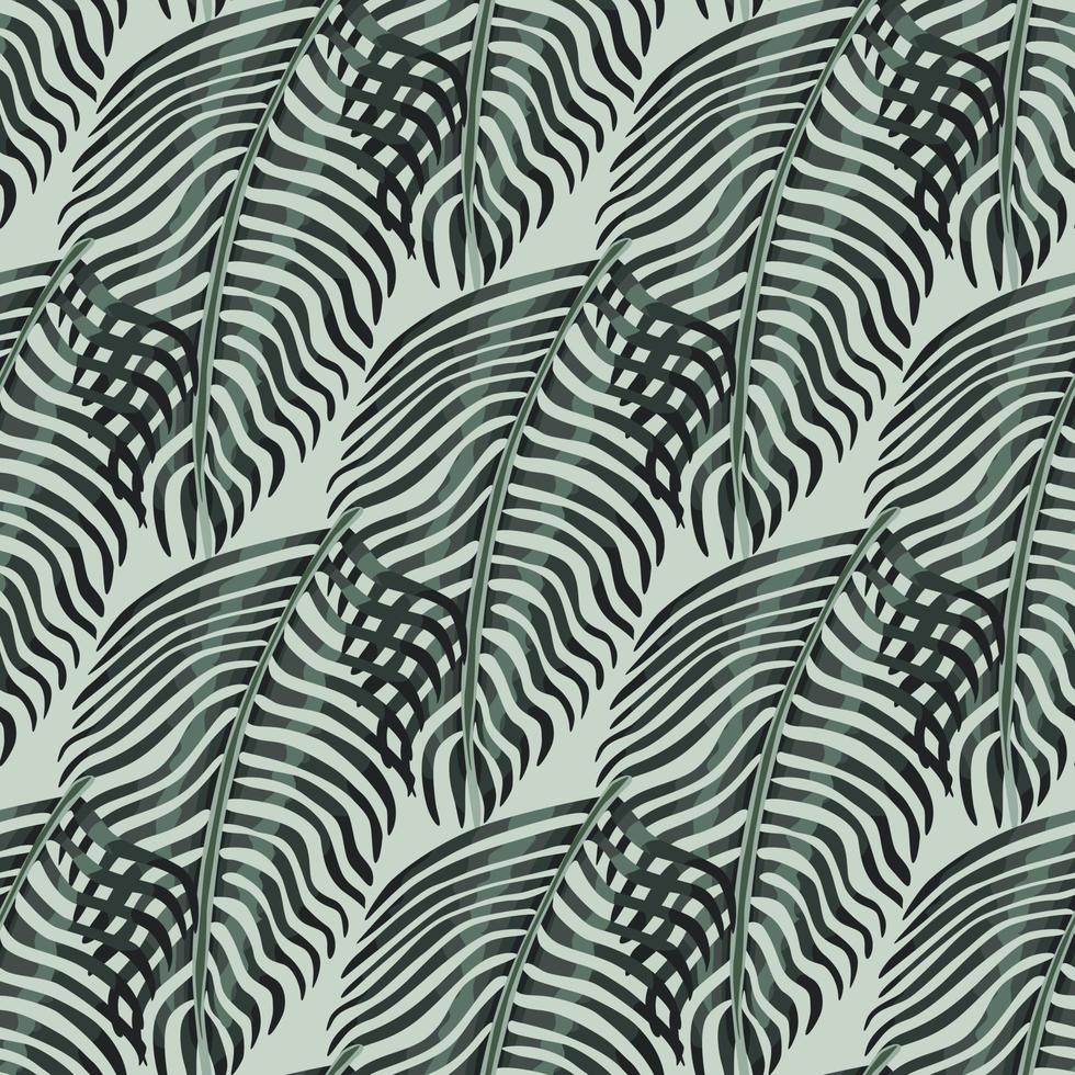 abstrakt sömlös botanik mönster med mörka ormbunke silhuetter former. ljus pastell bakgrund. doodle print. vektor
