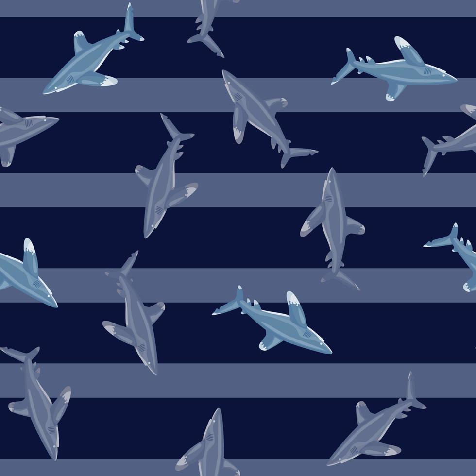 Oceanic whitetip shark seamless mönster i skandinavisk stil. marina djur bakgrund. vektor illustration för barn rolig textil.