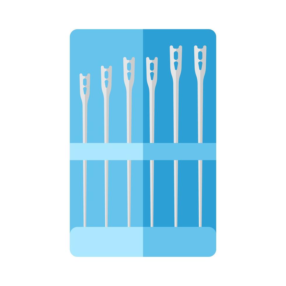 kit nål för sömnad isolerad på vit bakgrund. nålar för synskadade i blå förpackning i stil platt. vektor
