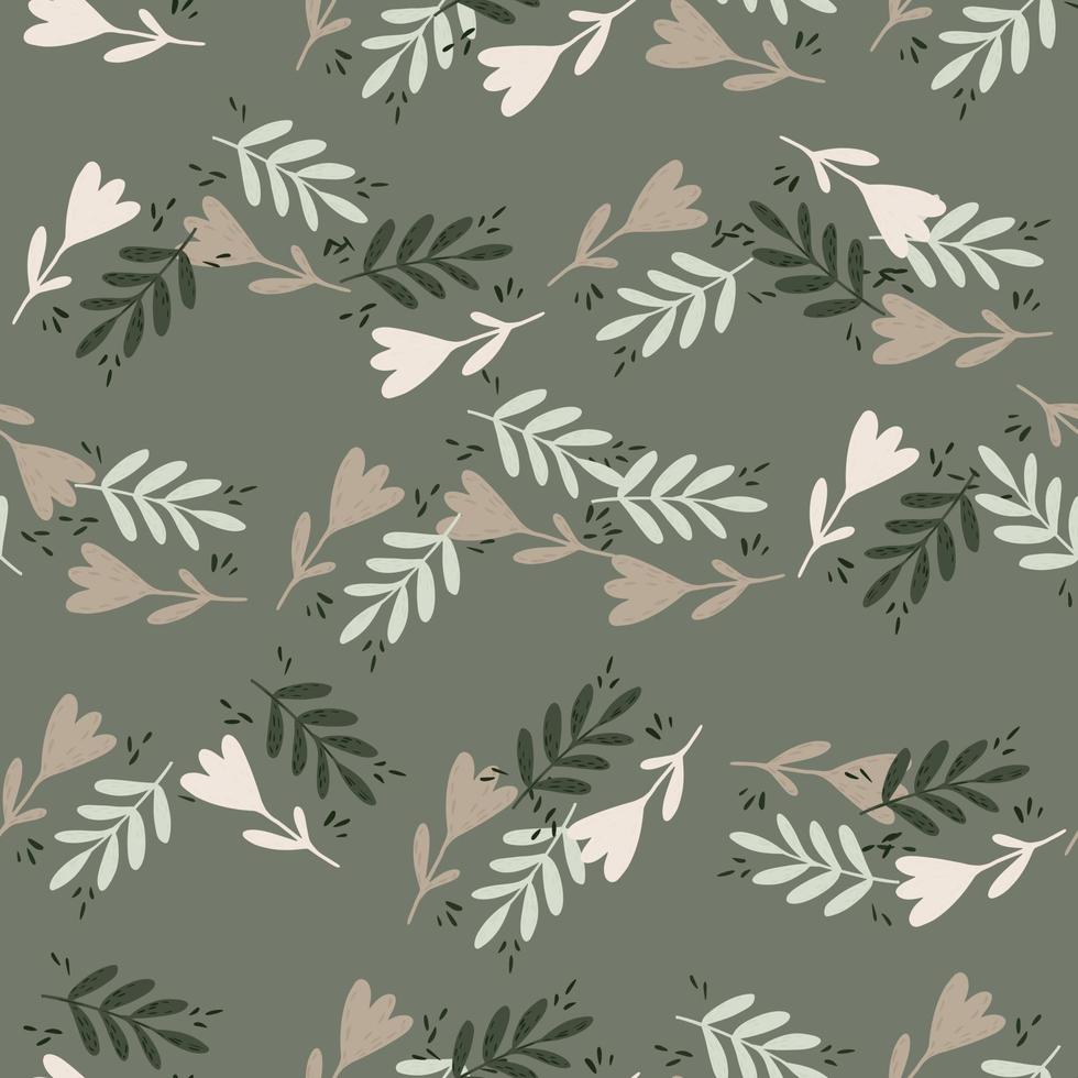 abstrakt vintage seamless mönster med botaniska blommor och bladgrenar på grå bakgrund. vektor