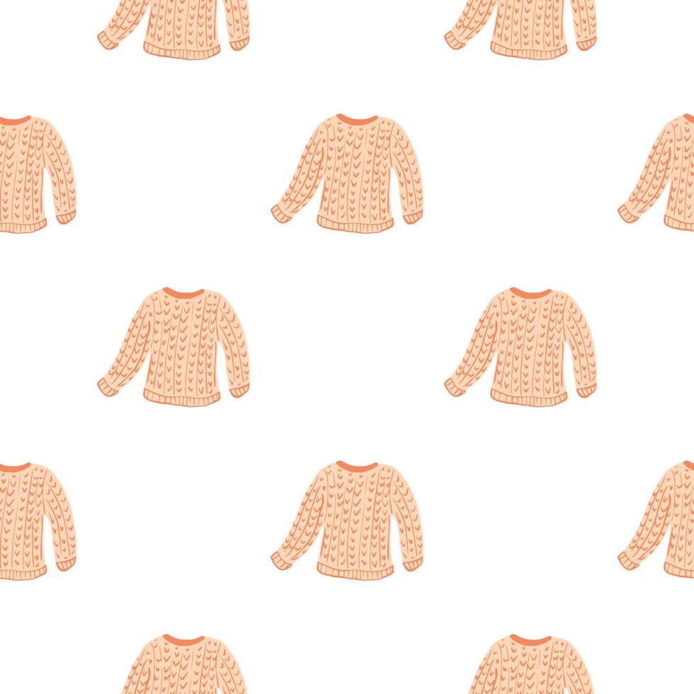 isolerade vinterkläder seamless mönster med tröja rosa prydnad. vit bakgrund. vektor