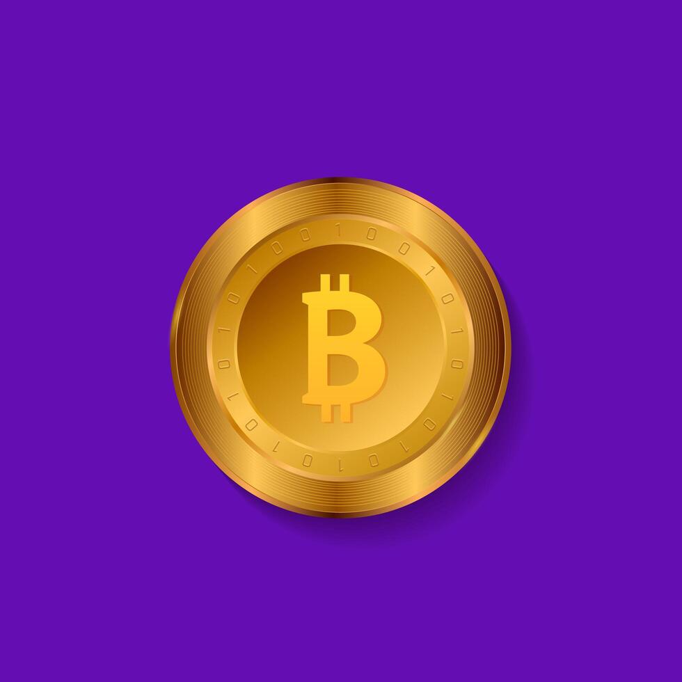 Bitcoin goldene Münze. Getrennte ausführliche vektorabbildung. vektor