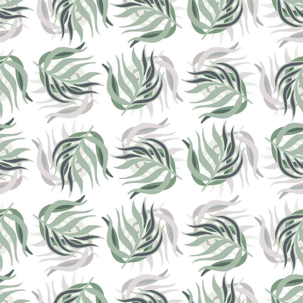 isolerade sömlösa doodle mönster med pastelltoner blad grenar former. vit bakgrund. vektor