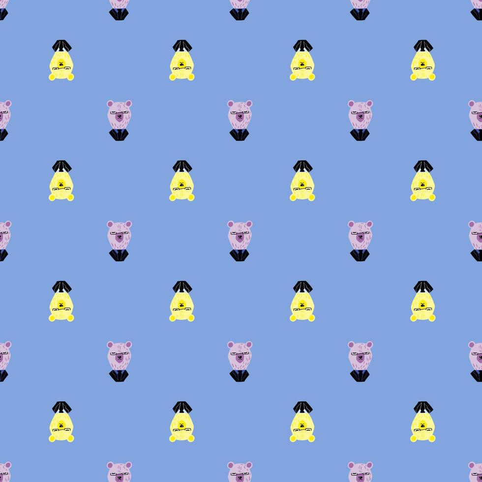 gul och lila färgad affärsbjörn former prydnad sömlösa mönster. ljusblå bakgrund. vektor