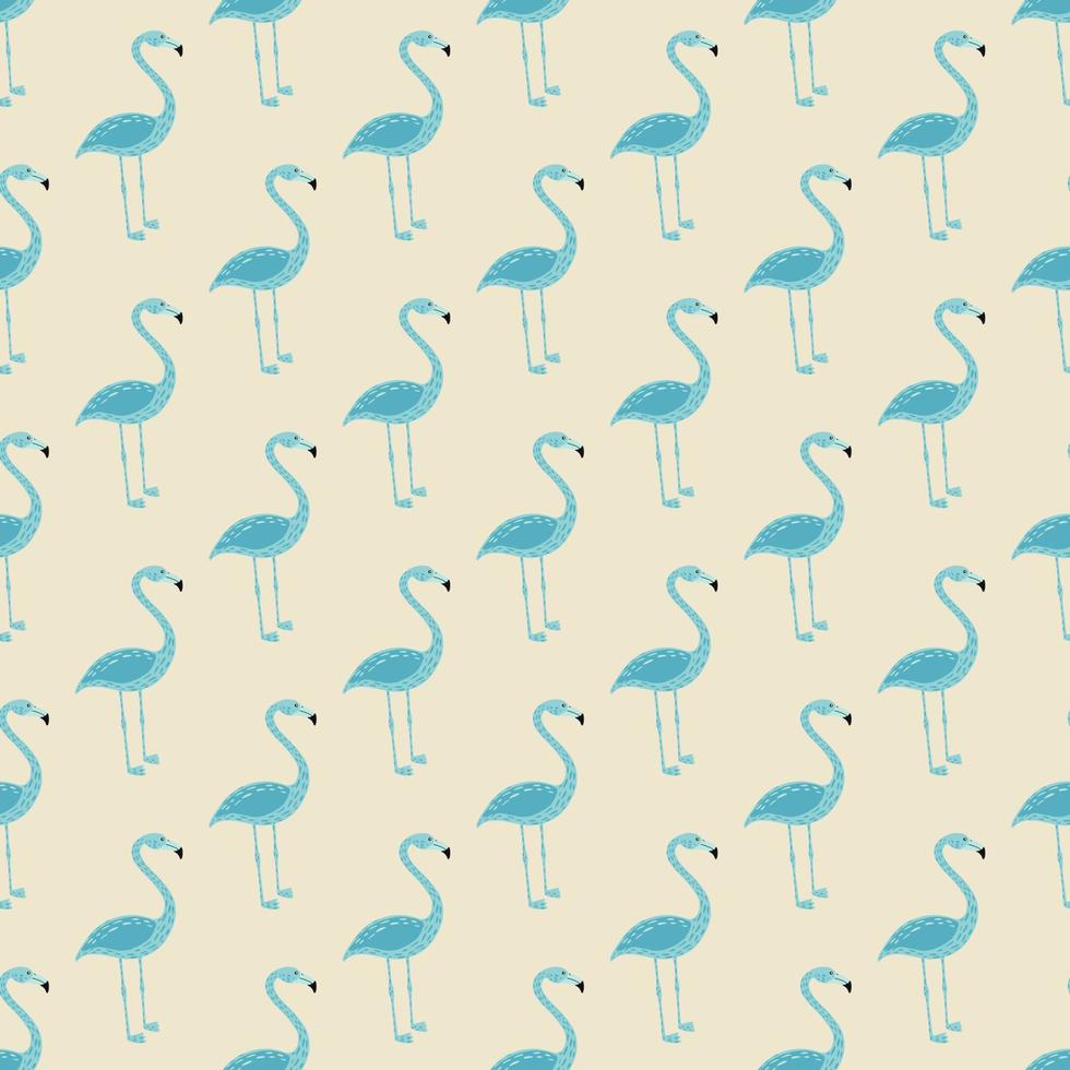 nahtloses muster im cartoon-kinderstil mit blau gefärbten flamingo-silhouetten. heller Hintergrund. vektor