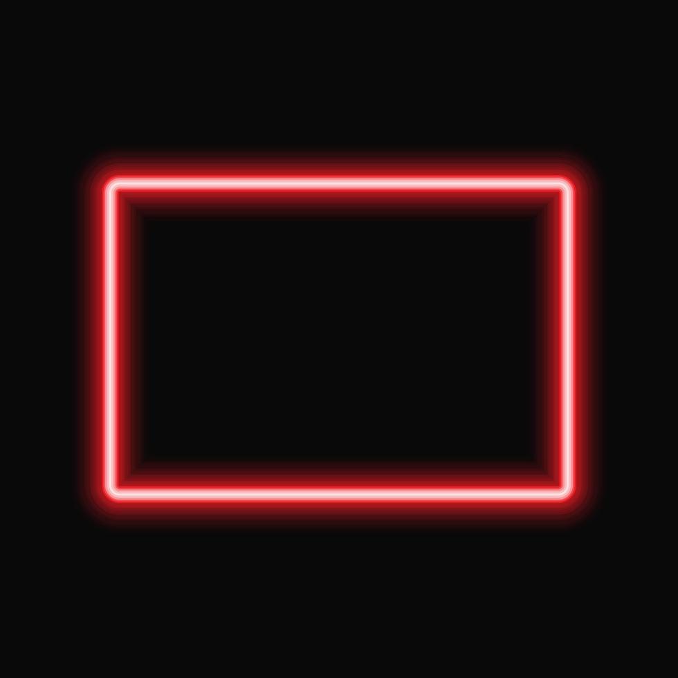 röd neon fyrkantig ram med lysande effekter på mörk bakgrund. tom ram med neoneffekter. vektor illustration.