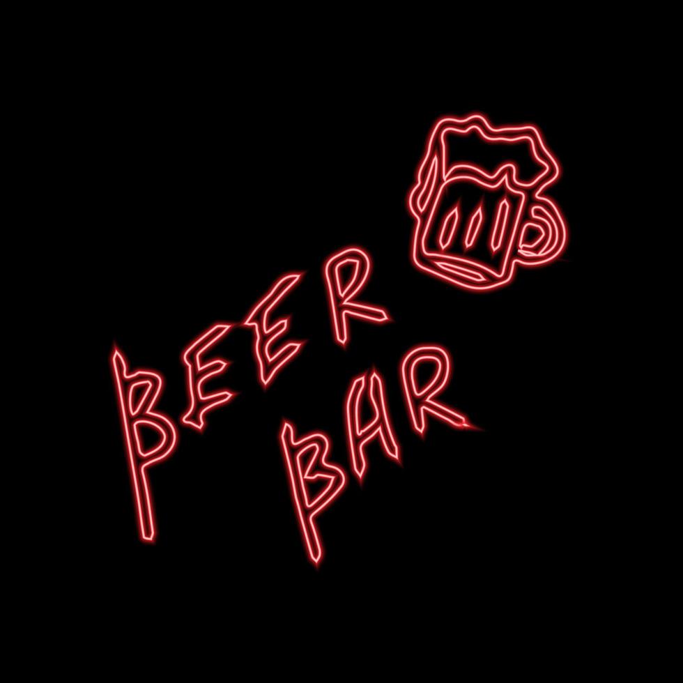 rotes Neon-Bierbar-Schild. Vektor-Illustration vektor