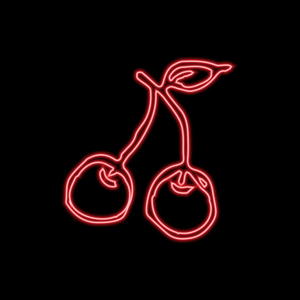 rotes Neon-Kirschschild. Neon-Kirsch-Symbol. Vektor-Illustration vektor