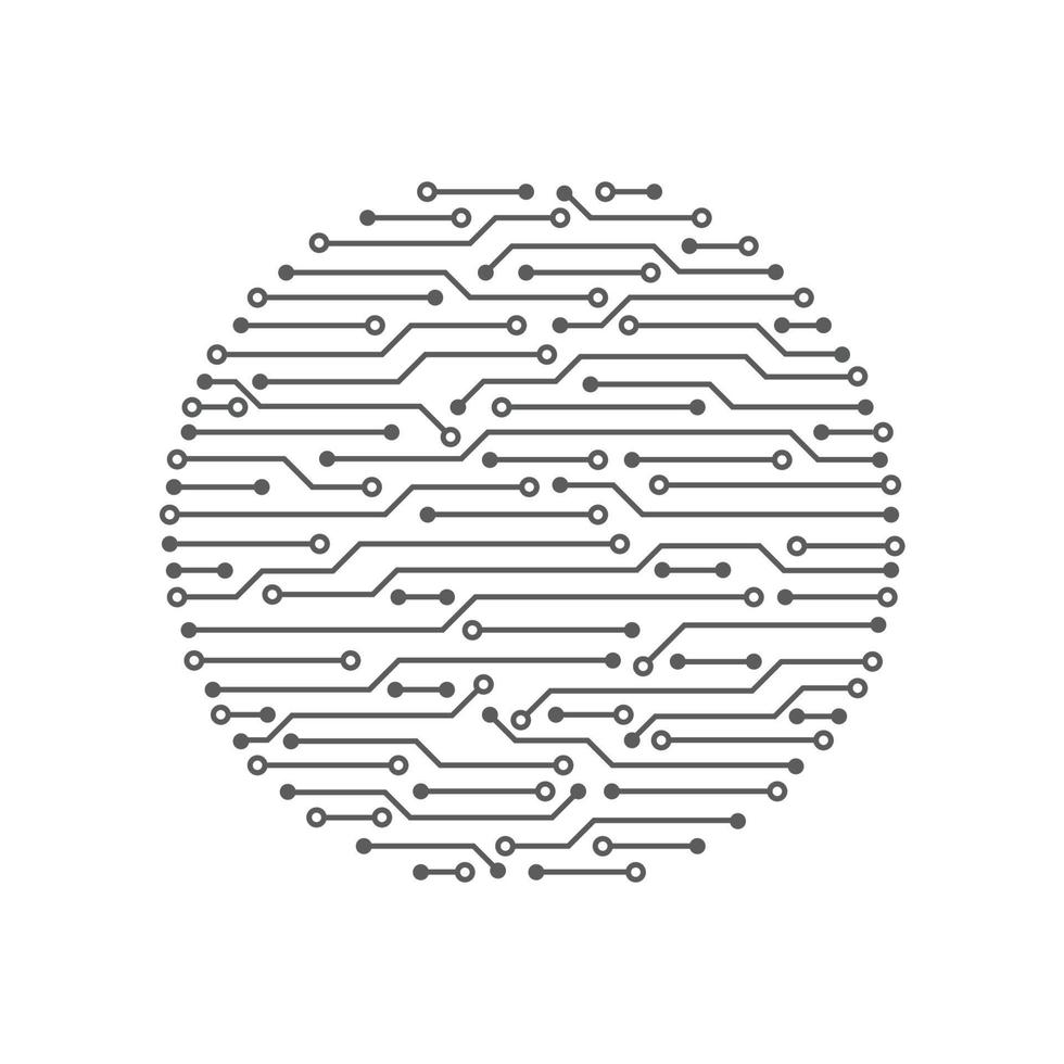 abstraktes digitales Logo mit Technologie-Leiterplatten-Texturhintergrund. elektronische Hauptplatine. Kommunikations- und Engineering-Konzept. Vektor-Illustration vektor