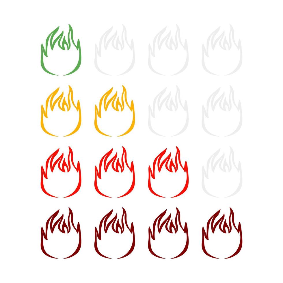 kryddig het indikator på uppgång isolerad på vit bakgrund. klistermärke eld för meny restaurang i platt stil. vektor