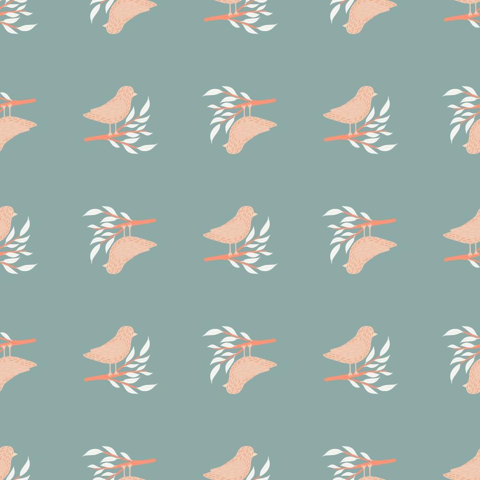 dekorativa zoo sömlösa mönster med pastellrosa enkla fåglar former. pastellblå bakgrund. vektor