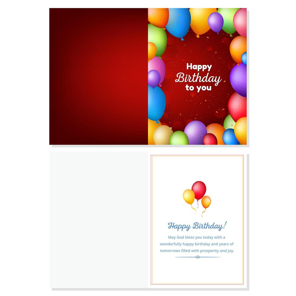 Rote alles Gute zum Geburtstagkarte mit bunten realistischen Ballonen vektor