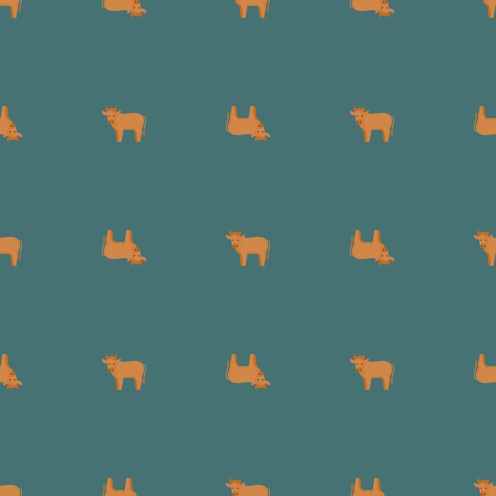 nahtloses Muster des Stiers. Haustiere auf buntem Hintergrund. vektorillustration für textilien. vektor