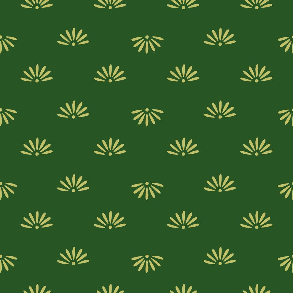 dekorativa sömlösa mönster med små enkel stil kamomill blommor tryck. grön bakgrund. vektor
