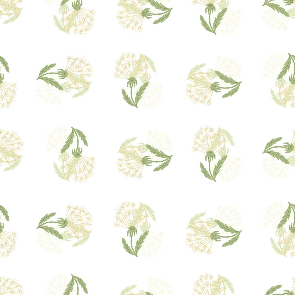 botanik sömlösa mönster med handritad rosa maskros element print. vit bakgrund. doodle stil. vektor