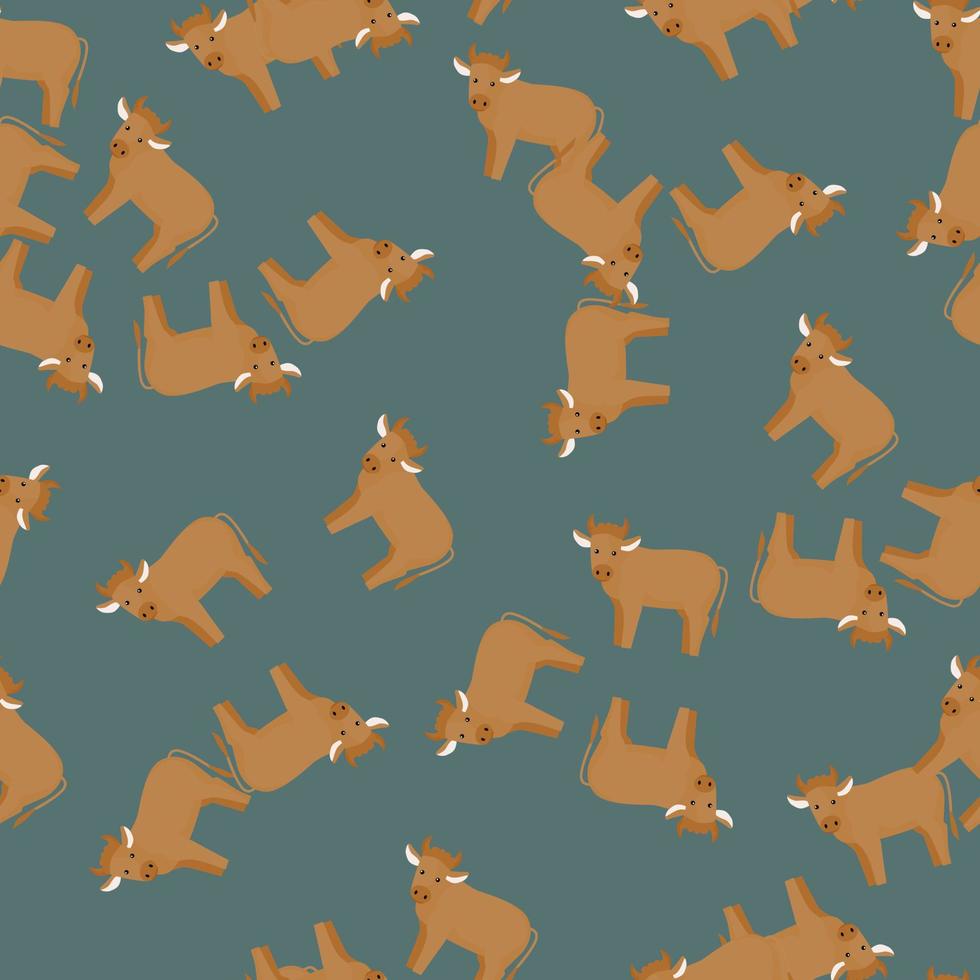 sömlösa mönster av tjur. husdjur på färgglad bakgrund. vektor illustration för textil.