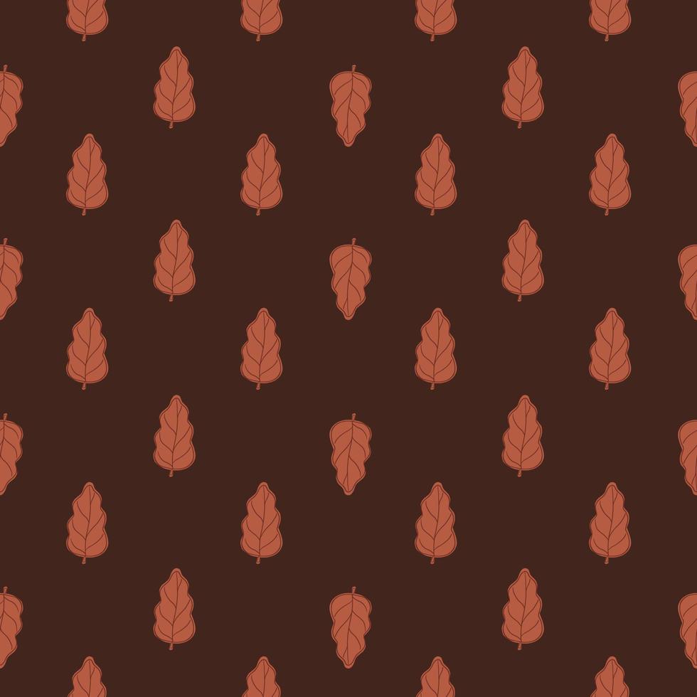 höstlöv sömlöst mönster med enkelt eklövstryck. brun bakgrund. organiskt naturligt tryck. vektor