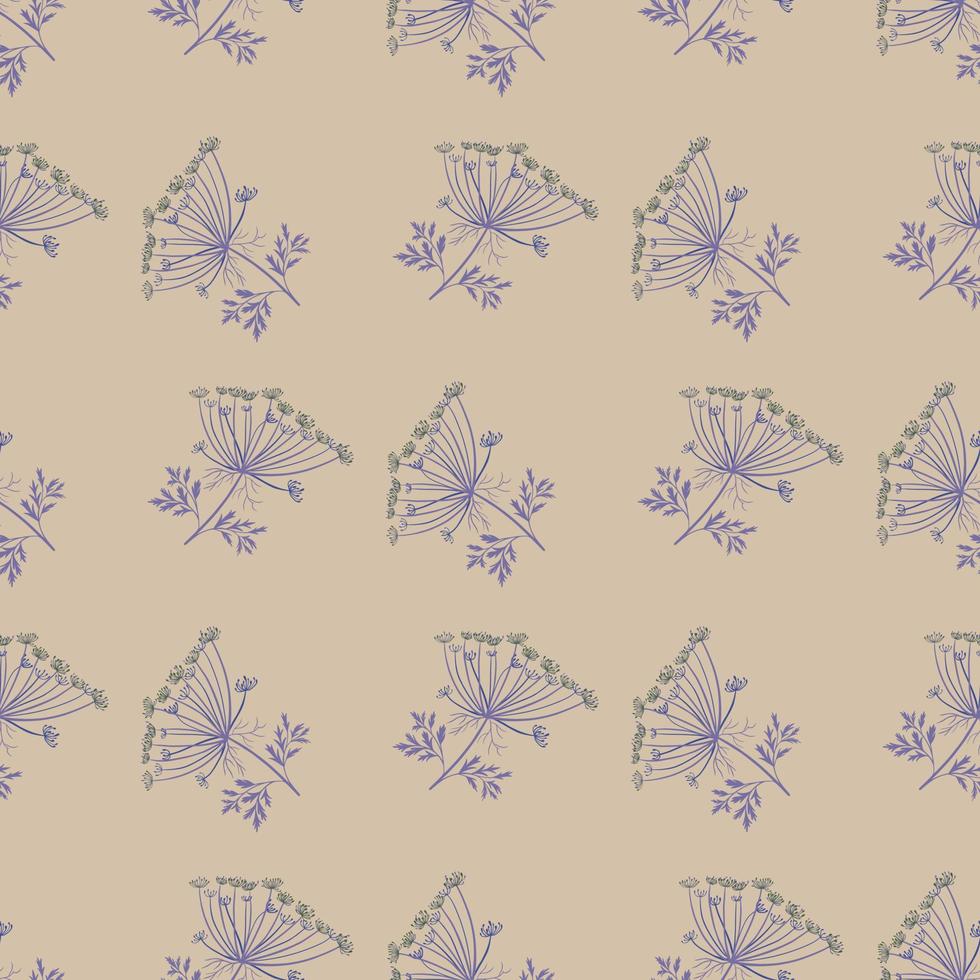 organisk botanik seamless mönster med blå rölleka silhuetter. beige bakgrund. vintage natur prydnad. vektor