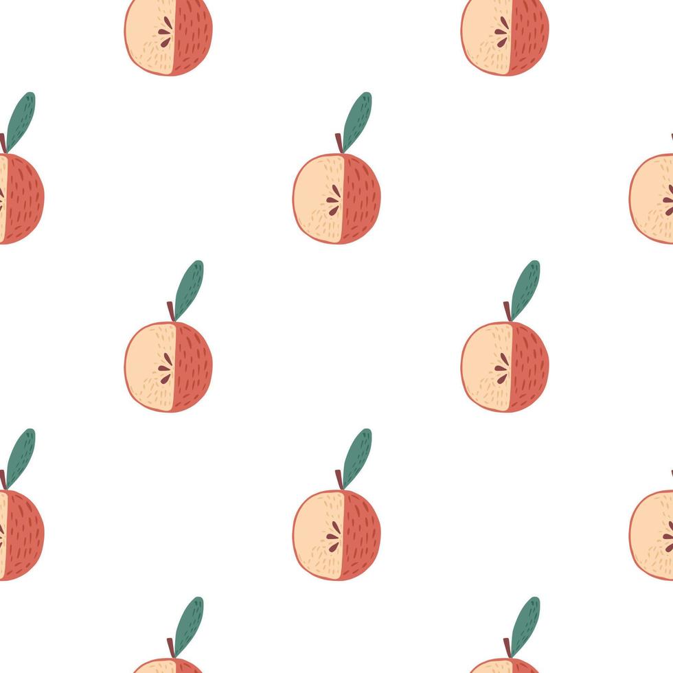 Nahtloses Muster mit Doodle-Apfel-Silhouetten isolierte Verzierung. rosa Fruchtdruck auf weißem Hintergrund. vektor