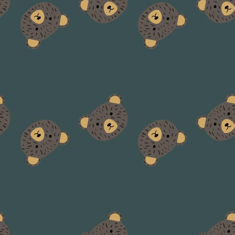björnmönster sömlös i frihandsstil. huvud djur på färgglad bakgrund. vektor illustration för textil.