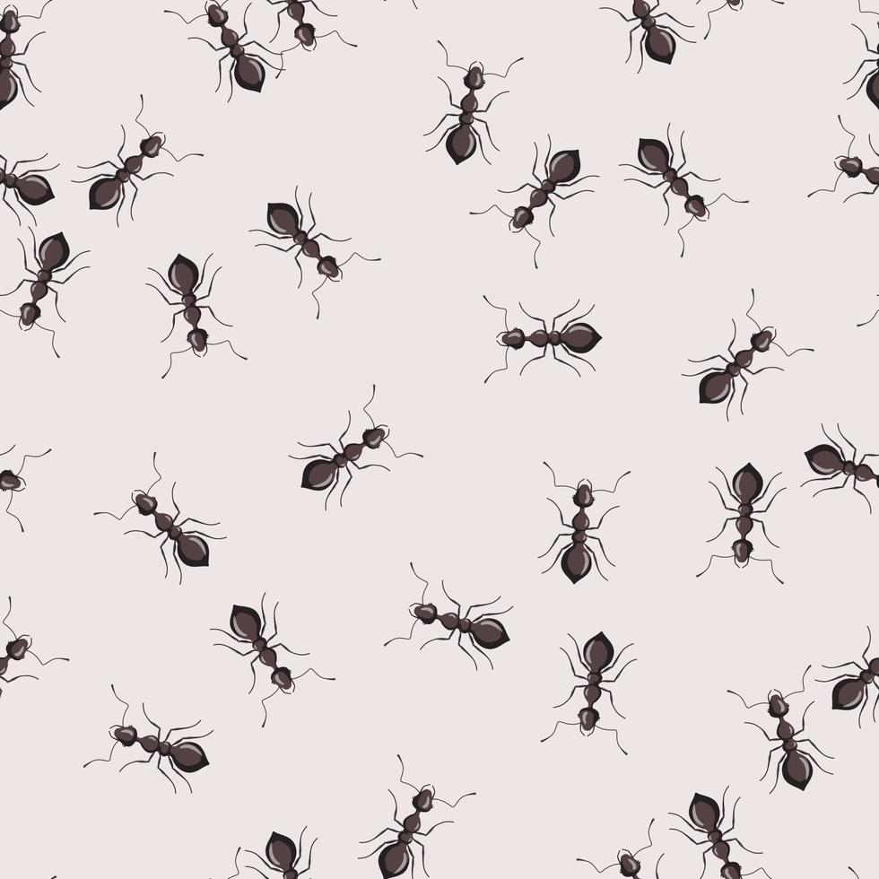 nahtlose Muster Kolonie Ameisen auf rosa Hintergrund. Vektor-Insekten-Vorlage im flachen Stil für jeden Zweck. moderne tiere textur. vektor