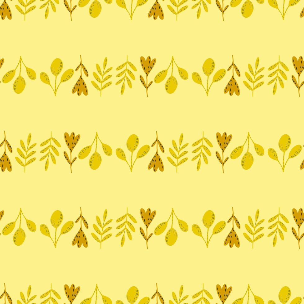 etno seamless sommar mönster med enkla blommor element. folklig prydnad i gul palett. vektor