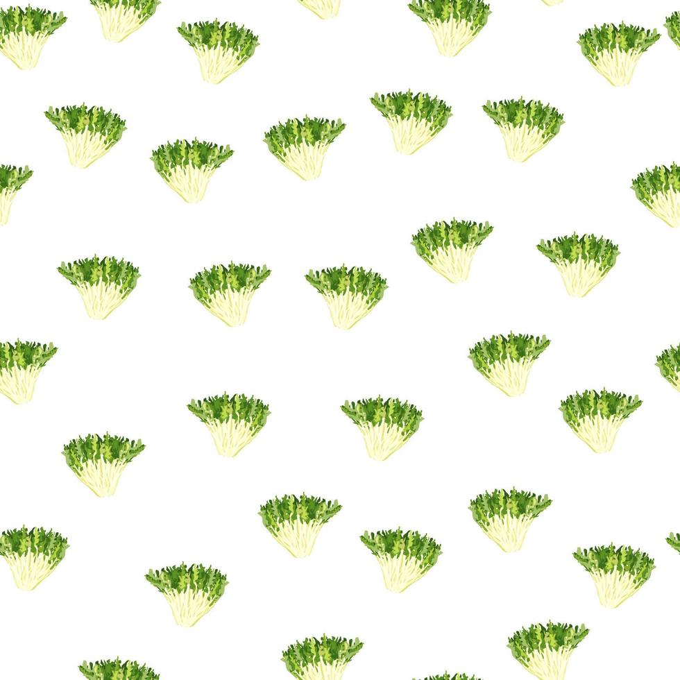 Nahtlose Muster Frisee-Salat auf weißem Hintergrund. einfache Verzierung mit Salat. vektor