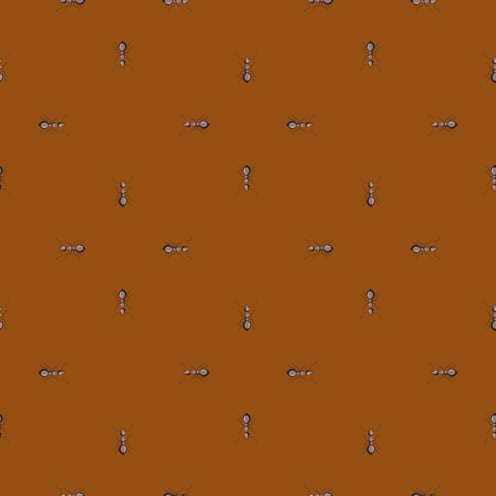 sömlösa mönster kolonimyror på orange bakgrund. vektor insektsmall i platt stil för alla ändamål. moderna djur textur.