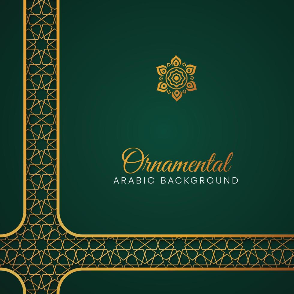 islamischer arabischer grüner luxushintergrund mit geometrischem muster und schöner verzierung vektor