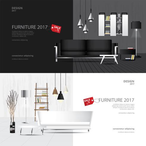 2 Fahnen-Möbel-Verkaufs-Design-Schablonen-Vektor-Illustration vektor