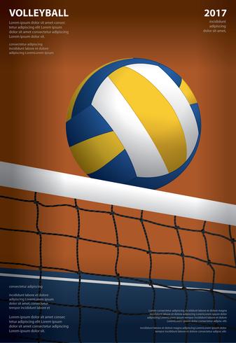 Volleyball-Turnier-Plakat-Schablonen-Design-Vektor-Illustration vektor