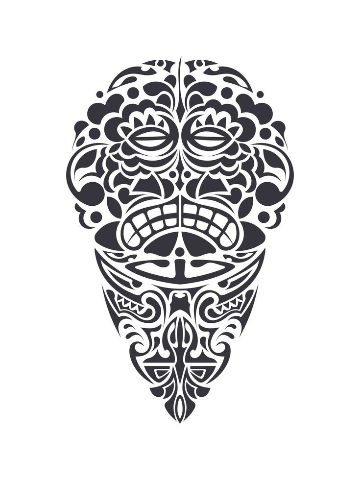 tatueringar i hawaiisk eller polynesisk stil. droppform, bra för ben eller axel. gudarnas mask. traditionell tribal prydnad. handgjorda. vektor illustration.