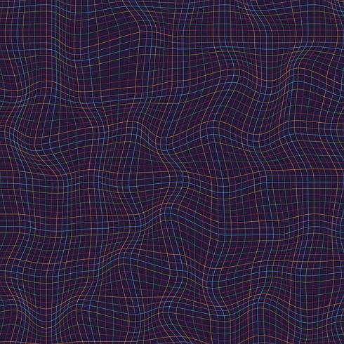 Abstrakte Mehrfarbenlinien Schachbrettmusterwellenkurve auf dunklem Hintergrund. Raue Textur. vektor
