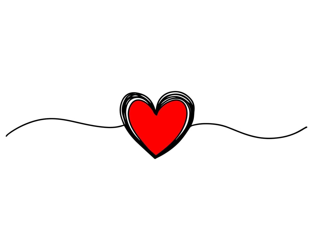 trassliga grungy runda klottrar handritat hjärta med tunn linje, avdelare form. vektor illustration isolerad på vit bakgrund.